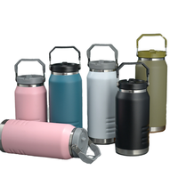 Bouteille d'eau de grande capacité OEM ODM de 1200ml, tasse thermos en acier inoxydable à double paroi avec paille à rabat, gobelet personnalisé