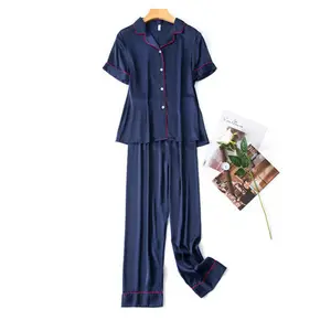 custom loungewear OEM luxury satin chiffon pijama set super soft satin night suits