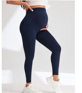 Pantalon de yoga de maternité slim taille haute sans couture, leggings de maternité noirs moulants pour femmes enceintes - Product Image 3