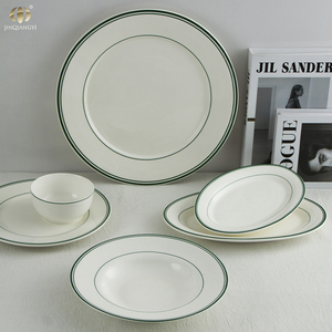 JQY Ensemble de plats de service à steak blanc rond moderne Vaisselle de restaurant en porcelaine Ensembles de <span class=keywords><strong>dîner</strong></span> en céramique assiettes avec logo personnalisé - Product Image 1