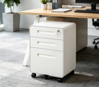 Meuble de rangement mobile verrouillable à 3 tiroirs en acier, unité de classement roulante avec roulettes et conception anti-basculement pour rangement latéral de bureau