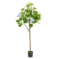 Ornements de plantes artificielles en pot multi-pièces, en plastique, durables et écologiques, en forme d'hortensia, pour le sol du salon et la décoration de Thanksgiving