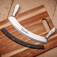 12 Inch Mezzaluna Mes Chopper Rvs Pizza Rocker Cutter Met Deksel