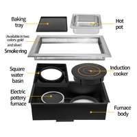 Fourneau intégré commercial pour barbecue et hot pot, four électrique à deux cuves, gril électrique encastrable en acier inoxydable avec sécurité anti-flamme