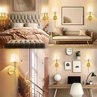 Lampu Dinding LED Besi Minimalis Seeky dengan Batang Panjang, Dapat Diredupkan, Kap Lampu Kain Meruncing untuk Kamar Tidur, Samping Tempat Tidur, Kamar Mandi, Meja Rias