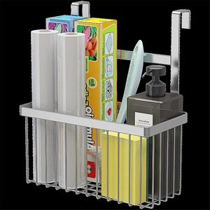 Modern Hotel Kitchen Rack 304 Stainless Steel Nail-Free Hook-Free Installation Cabinet Door Storage <b>Drain</b> <b>Basket</b> - Product Image 1