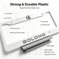 Cadre de plaque d'immatriculation en plastique standard américain BOLONG, support de plaque d'immatriculation de voiture en ABS de haute qualité pour véhicules américains