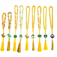 Regalo Religioso, Joyería Musulmana Fina, Collar con Borla Tespih Saudí, Tasbih Islámico, Rosario de Ámbar, Colgante de Metal Personalizado