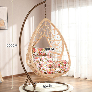 Grande Sedia a Uovo Sospesa con Supporto, Sedia a Dondolo a Uovo per <span class=keywords><strong>Esterni</strong></span> e Interni, <span class=keywords><strong>Amaca</strong></span> in Rattan PE Rosa con Cuscino Comfort Rosa per <span class=keywords><strong>Esterni</strong></span> - Product Image 6