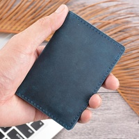 Dompet untuk Pria Kulit Minimalis, Dompet Tipis Berpergian Saku Depan Lipat Ganda untuk Pria