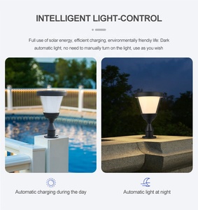 Bán Hot Nhôm + PC Năng Lượng Mặt Trời Bài Đèn Hàng Rào Cổng Đèn Patio Đèn Lồng Ngoài Trời Trụ Đèn - Product Image 5