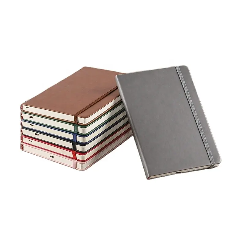 Custom A5 Pu Leather Hard Cover Notebook With Pen Holder For 2024 Dairy Notebooks For Students