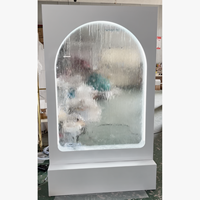 Fontaine murale rectangulaire personnalisée en métal avec cascade et éclairage LED, prise UE/UK, pour décoration de mariage et intérieur