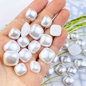 High Gloss Flat Square Imitation Pearl <b>Nail</b> Art <b>Stickers</b> 12mm 14mm 16mm DIY Jewelry Accessories Bling Decoration - Product Image 1