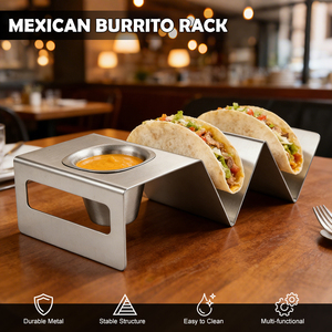 Supporti per Tacos in Acciaio Inox con Manico di Facile Accesso, Ogni Supporto Può Contenere 2 Tortillas, Adatto al Forno e Lavabile in Lavastoviglie - Product Image 3