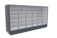 Congélateur vertical commercial à porte vitrée, 2 à 5 portes, 1400-3500L, système de refroidissement par unité externe pour supermarché et aliments surgelés