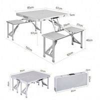 Table pliante en aluminium légère, compacte, utilitaire, portable, ensemble de table pliante avec chaises et trou pour parasol