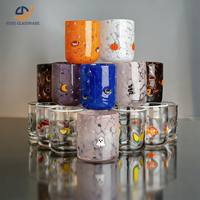 Großhandel Benutzerdefinierte Logo 12oz Klare Glasbecher mit Farbigem Aufkleber-Druck für Werbegeschenke