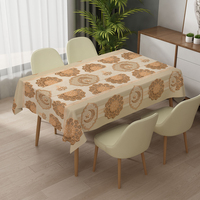 Nappe rectangulaire jetable imperméable en PVC+PU avec support floral gris beige RNPT pour table basse, cuisine, événements, banquets, mariages