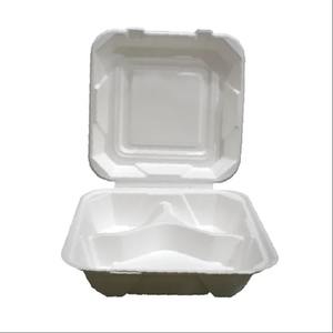 Caja de comida desechable resistente a las fugas de fibra de caña de azúcar de 3 compartimentos para catering y restaurantes - Product Image 4