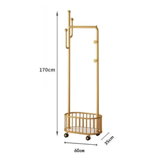 Espositore per abbigliamento in oro in piedi appeso stendibiancheria di lusso moderno negozio di rotolamento rack in metallo