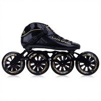 Patins à roulettes de course haut de gamme L3 professionnels en fibre de carbone faits à la main avec coque en microfibre, à une rangée de grandes roues