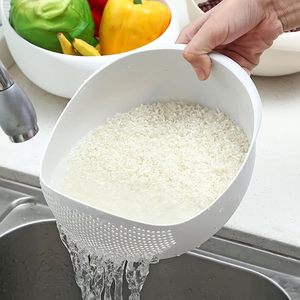 Lazy Supplies Plastic Rice Kitchen Thickened Rice Washer Washing Basket Drain Water Washing Rice Sieve Dense Hole Multi-purpose - Product Image 1
