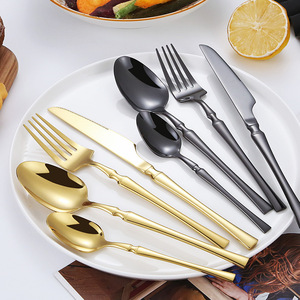 Stainless Steel Western Steak <strong>Gold</strong> Cutlery <strong>Set</strong> Parties Featuring Thin Small Waist Design Knife Fork Spoon <strong>Set</strong> for Event Gifts - Product Image 3
