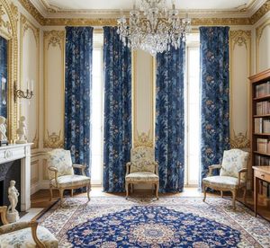 Decorative Cantonese Garden Blossom <b>Window</b> <b>Curtains</b> Dense Floral Panel 70% Light Blocking Elegant Fabric Drapes for Living Room - Product Image 4