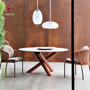 लक्जरी 8-सीटर रतन डाइनिंग टेबल और बिस्ट्रो या होटल लिविंग रूम के उपयोग के लिए आउटडोर गार्डन फर्नीचर सेट - Product Image 6