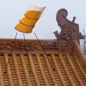 중국 나무 사원 지붕 디자인 점토 지붕 타일 싱가포르