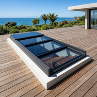 Fenêtre de toit coulissante en alliage d'aluminium pour hôtel, villa, patio, étanche, éclairage naturel, conception de projet personnalisée