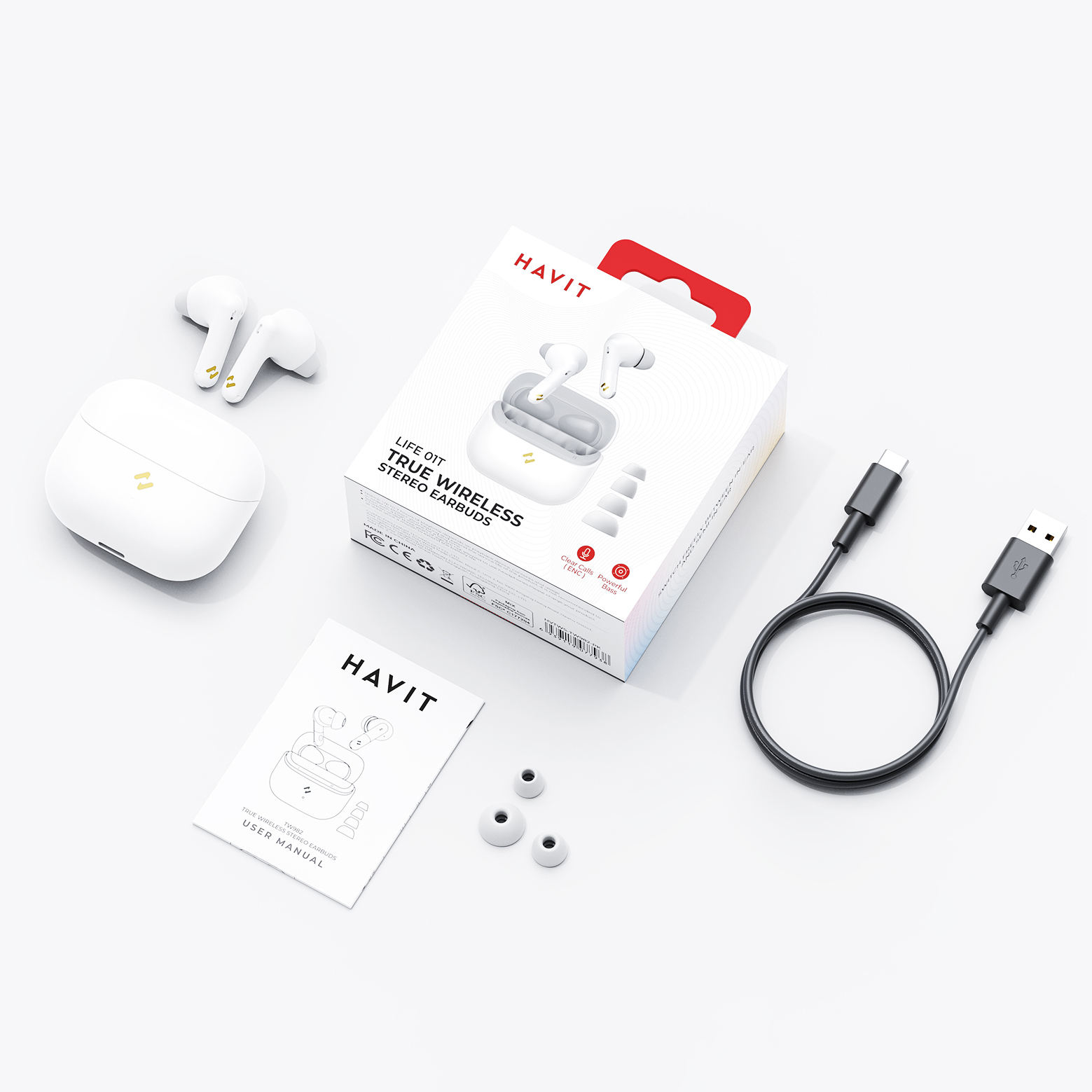 Havit TW982 Single Mic ENC Earphone Wireless Earbuds ENC Tws Earbuds In-ear  Headphone