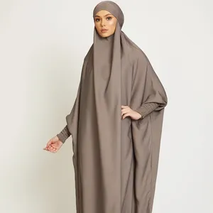 Hooded Muslim Women's One-piece Prayer Dress Abaya For EID Muslim Clothing Overhead With Tie Back Khimar