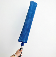 Plumeau plat à angle réglable avec housse en microfibre bleue, manche non télescopique pour le nettoyage des murs et des plafonds, poignée ergonomique pour la maison