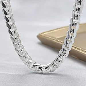 Оптовая продажа мужские ювелирные изделия 6,6 мм КУБИНСКИЙ звено цепи для мужчин 925 стерлингового серебра мужские цепи ожерелье