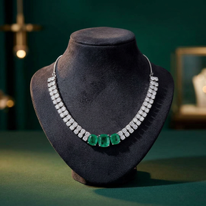 Luxury Women's 925 <b>Silver</b> Emerald Cut Diamond <b>Choker</b> Necklace Geometric Party Jewelry - Product Image 3