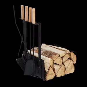 Support de rangement pour bûches de bois de chauffage en fer noir robuste et moderne pour extérieur, avec étagères empilables - Product Image 6