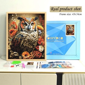Kit de peinture diamant hibou, perles rondes, motif animal imprimé, avec cadre rectangulaire, artisanat DIY - Product Image 2