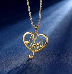 Inspire Jewelry Collier en acier inoxydable pour femme avec <span class=keywords><strong>symbole</strong></span> de musique en coeur Plaqué or Pendentif à la mode Cadeau d'anniversaire pour elle - Product Image 4