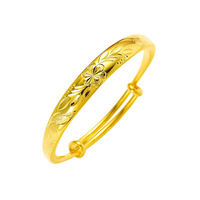 PFT Bracelet jonc ouvert pour femme en nickel plaqué or sablé avec perle fleur de prunier, cadeau pour aînés, vente en gros en direct, électroplaqué