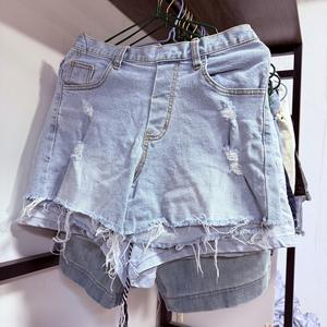 กางเกงขาสั้นผ้ายีนส์เอวต่ำสำหรับผู้หญิงกางเกงขาสั้นผ้าเดนิมสไตล์วินเทจ - Product Image 2