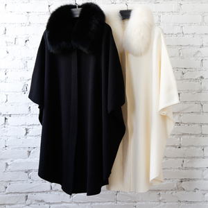 Blus wol kombinasi wanita, blus rajut satu ukuran cocok untuk semua lengan kelelawar pendek dengan kerah bulu - Product Image 4