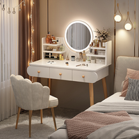 STG Table de maquillage minimaliste moderne de 80 cm de style européen et américain avec miroir sur pied pour chambre à coucher, coiffeuse durable