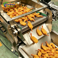 Machine de friture électrique industrielle continue Shepody SUS304 100-1000kg/h pour la ligne de traitement des produits de la mer (butterfly, crevettes, bâtonnets de poisson)