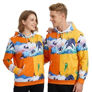 Sweat-shirt à capuche unisexe, impression par sublimation, design paysage montagneux, coton tricoté respirant, vêtement décontracté d'automne, coupe ample - Product Image 1