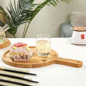 Plateau à thé rond en bambou jetable, motif végétal, style américain, gravé, avec poignée en bois, pour cadeau d'affaires - Product Image 6