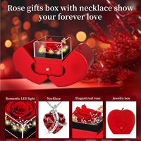 Kalung Mawar Merah Asli Awet Bentuk Hati yang Dapat Disesuaikan - Hadiah Ulang Tahun, Hari Valentine, Natal untuk Wanita, Ibu