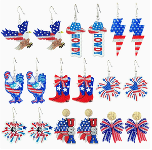 Boucles d'oreilles pendantes étoiles colorées en acrylique écologiques, motif drapeau américain, 250e anniversaire du 4 <span class=keywords><strong>juillet</strong></span>, en gros, en stock - Product Image 2