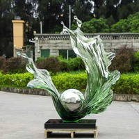 Sculptures en résine verte artistiques de taille personnalisée peintes à la main de la marque TongMei en gros, supports de décoration d'intérieur abstraits, supports totaux